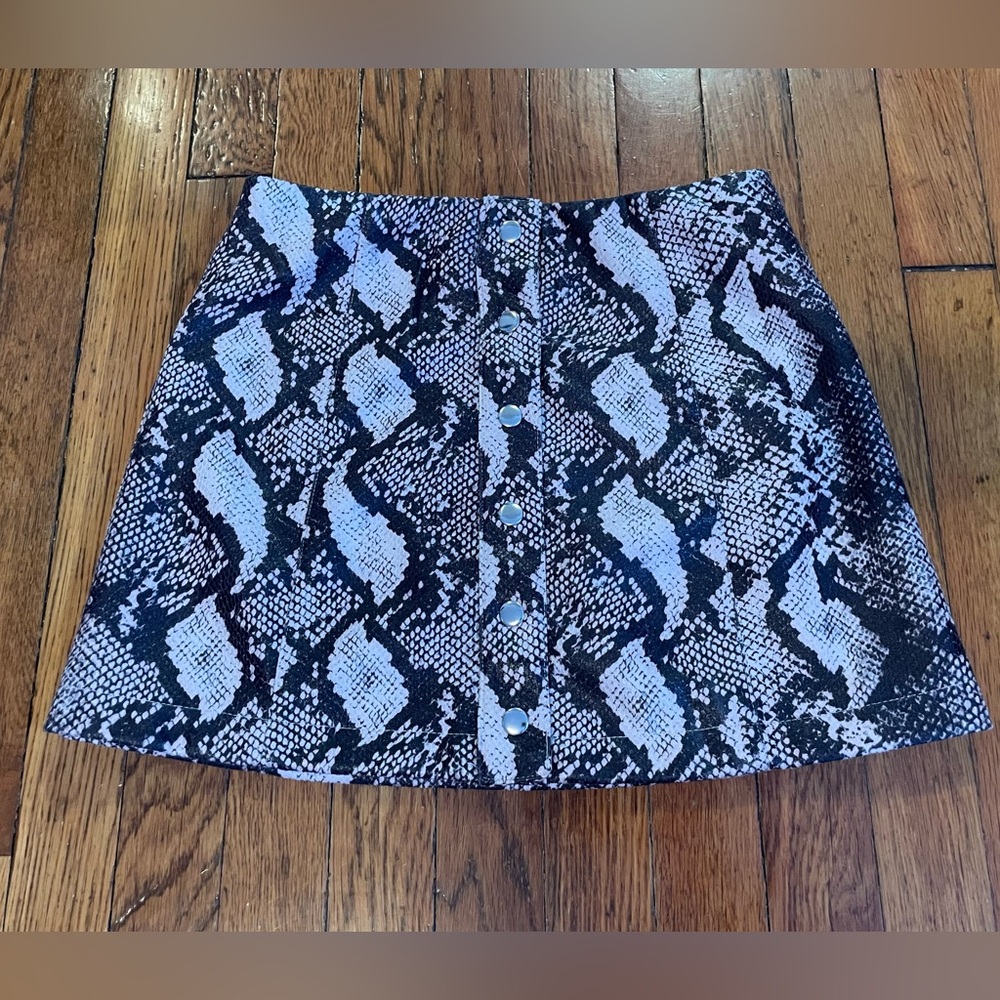 Urban Outfitters Snake Print Button Mini Skirt